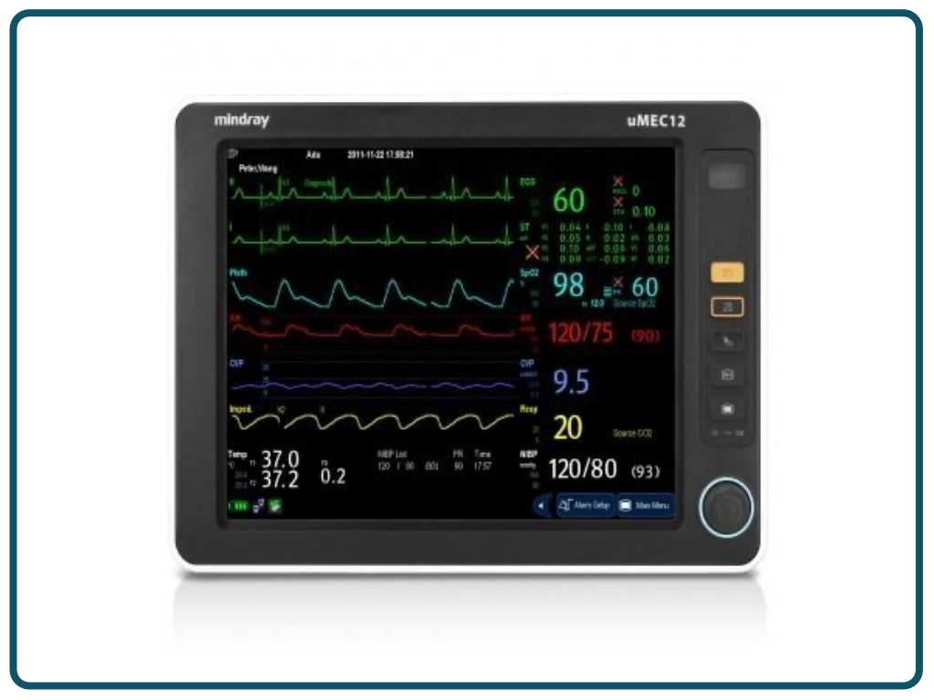 Monitor de signos vitales UMEC 12 Mindray, pantalla táctil de 5 parámetros